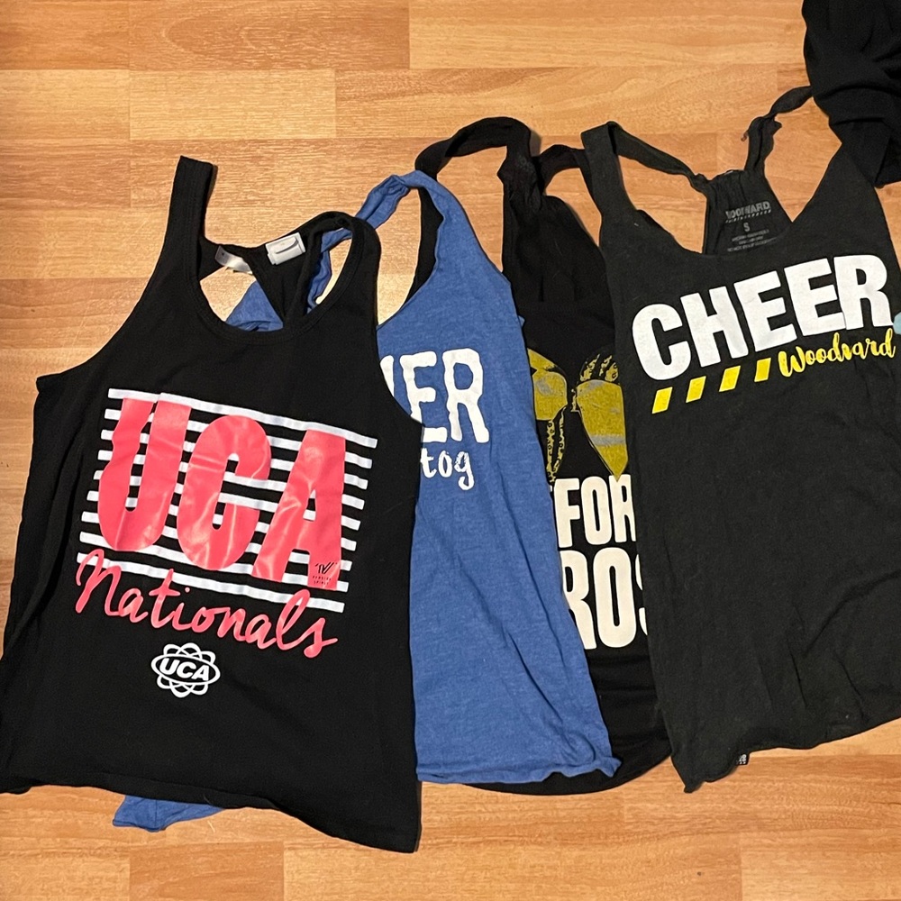 4 cheer tank tops, Woodward, UCA